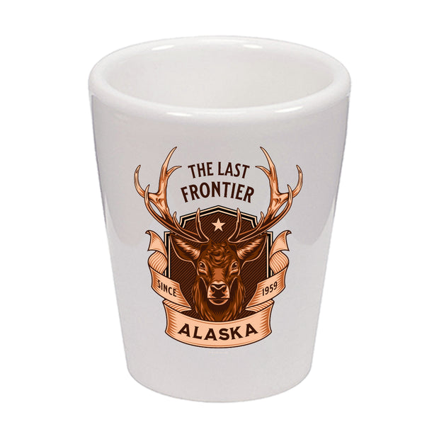 Alaska: The Last Frontier Mule Deer Stag Shot Glass Ceramic 1.5 oz.