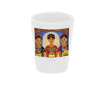 Tres Hermanas (Three Sisters) 1.5 oz. Ceramic White Wholesale Shot Glass