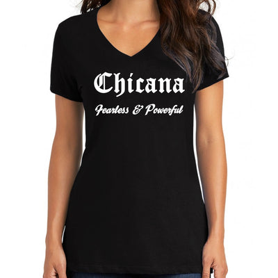 Wholesale by Bronze Baboon "Chicana: Fearless & Powerful" V-Neck T-Shirt