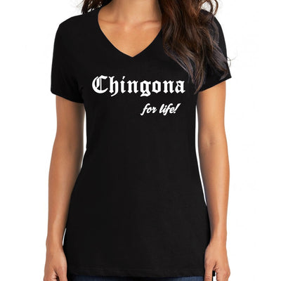 Wholesale by Bronze Baboon "Chingona: for life!" V-Neck T-Shirt