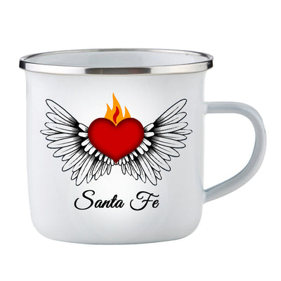 Flaming Heart Enamel Camping Cup