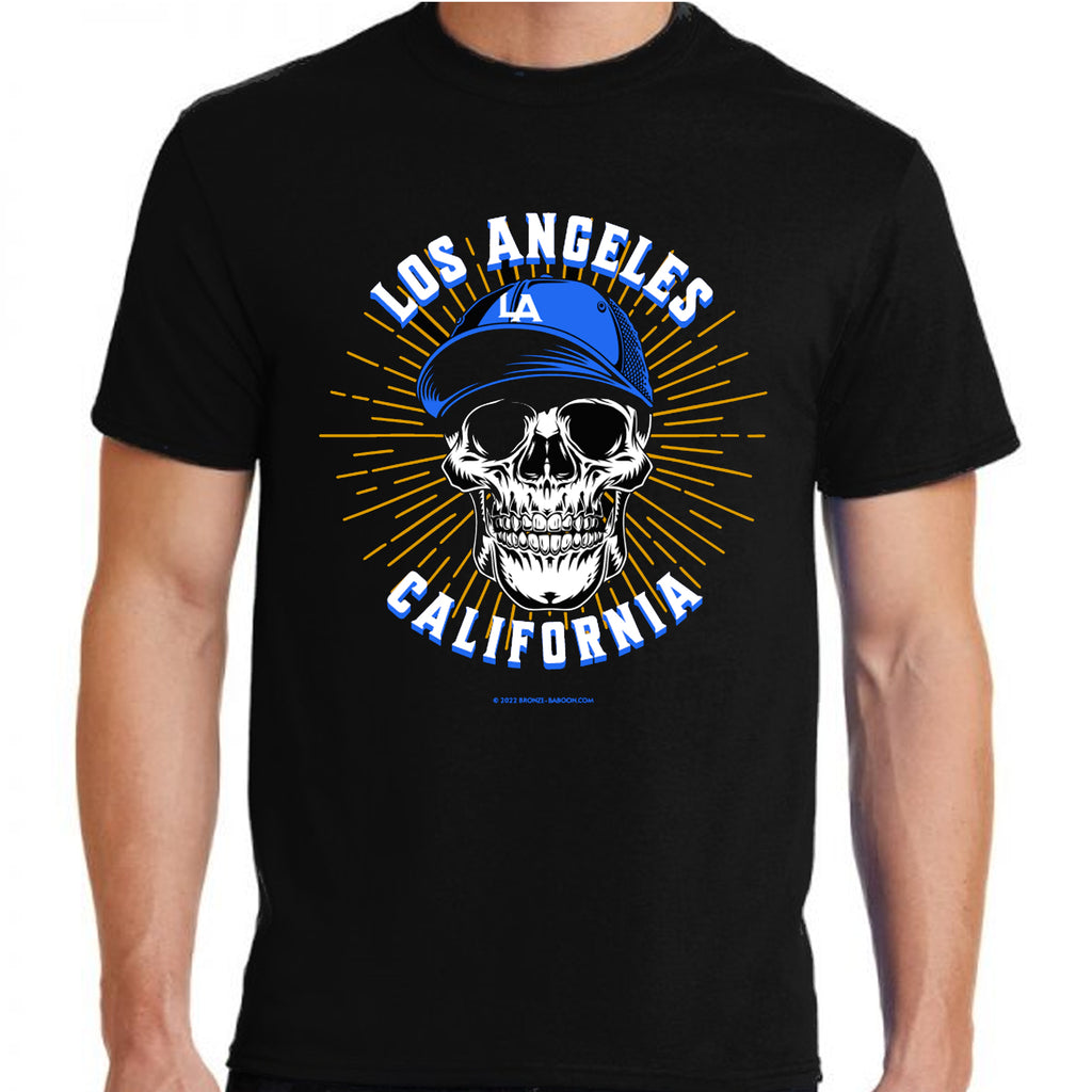 Dia De Los Dodgers LA Skull Men's T-Shirt