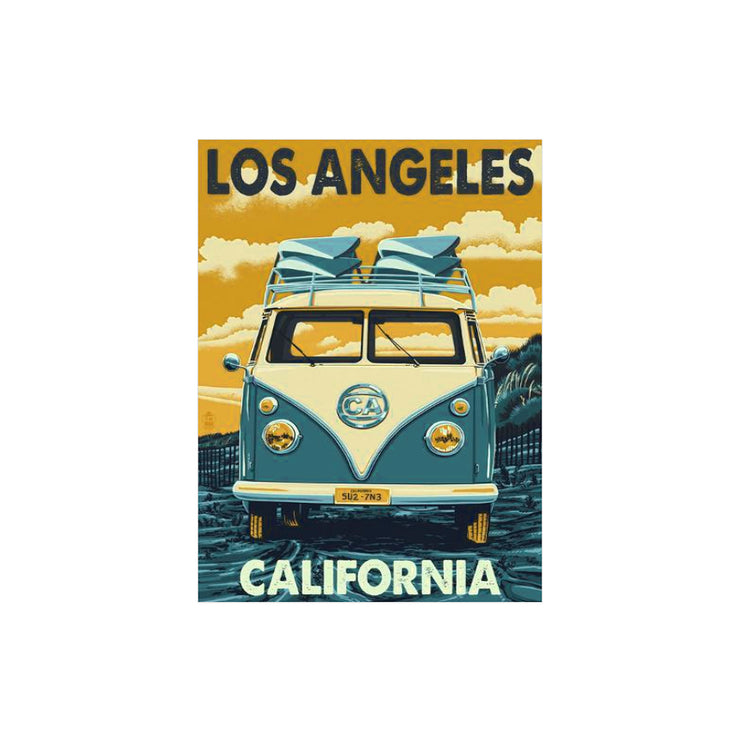 Bronze Baboon wholesale. We make custom magnets. "Vintage: Los Angeles California VW Bus Magnet" 2.5” x 3.5” Magnet