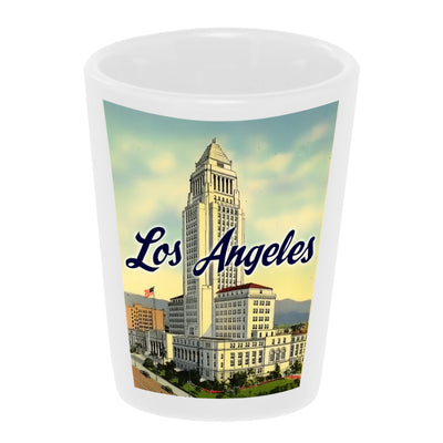 Bronze Baboon wholesale "Los Angeles City Hall" 1.5 oz. White Ceramic Shot Glass