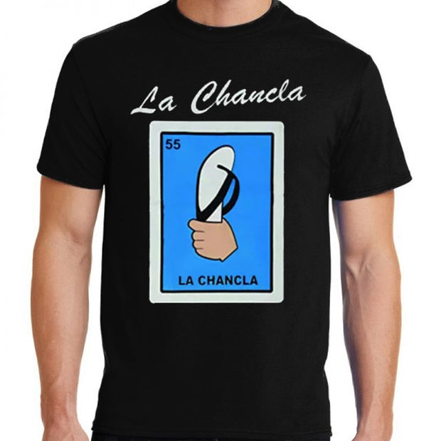 "Loteria: La Chancla" (Flip-Flop) Unisex Cotton T-Shirt from Bronze-Baboon.com wholesale.