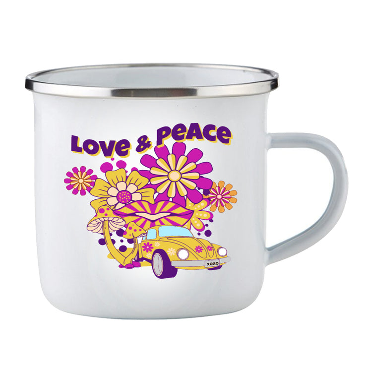 Love & Peace Heart Enamel Camping Cup