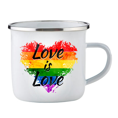 Love is Love in Heart Enamel Camping Cup