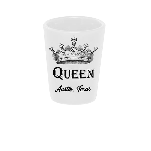 Queen 1.5 oz. White Ceramic Shot Glass