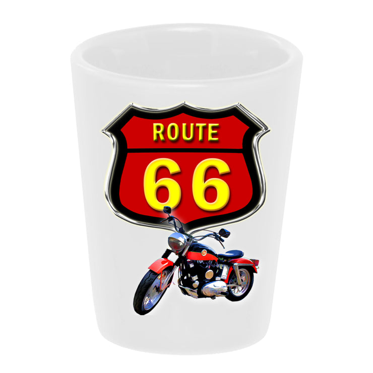 Bronze Baboon wholesale "Route 66 Motorcycle" 1960 Harley-Davidson Sportster 1.5 oz. White Ceramic Shot Glass