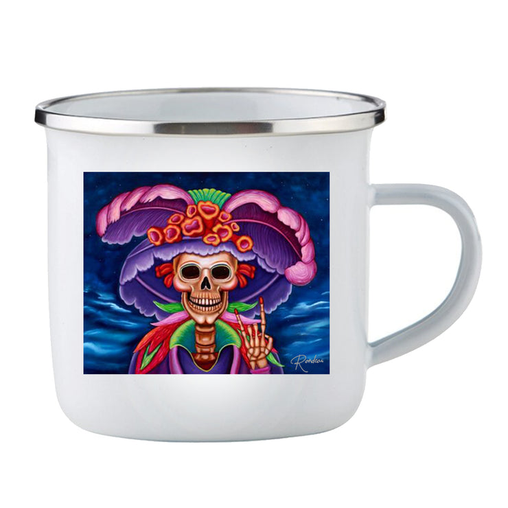 "Rock On Catrina" Day of the Dead Enamel Camping Cup (Wholesale)