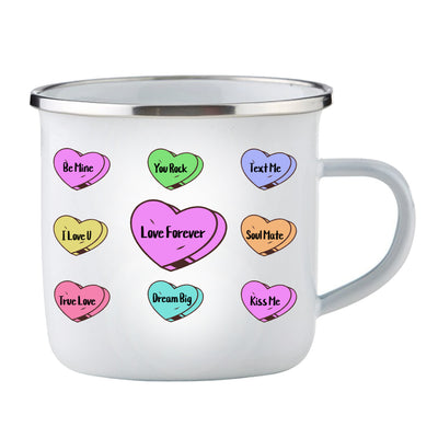 Sweet Candy Hearts Enamel Camping Cup