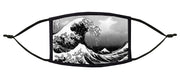 The Great Wave off Kanagawa  - Black and White - Adjustable Face Mask