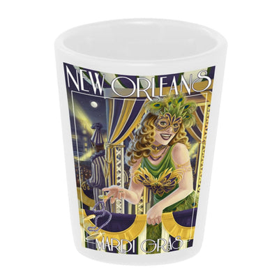 "Vintage: New Orleans" 1.5 oz. White Ceramic Shot Glass