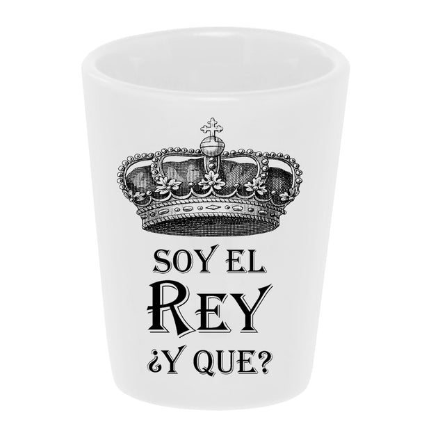 Bronze Baboon Soy El Rey ¿Y Que? (I am the King...And What?) 1.5 oz. White Ceramic Shot Glass
